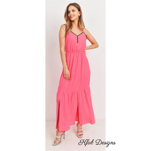 ❤️LAST Lace Trim Sweetheart Neck Tiered Maxi Dress - Picture 5 of 6